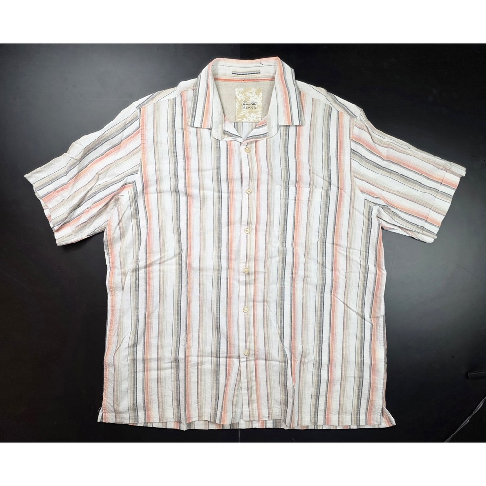 Tasso Elba Island Striped Button Down 100% Cotton Men's Size Large